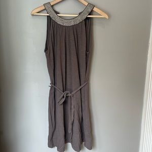 Halter neck dress, embroidered deck detail